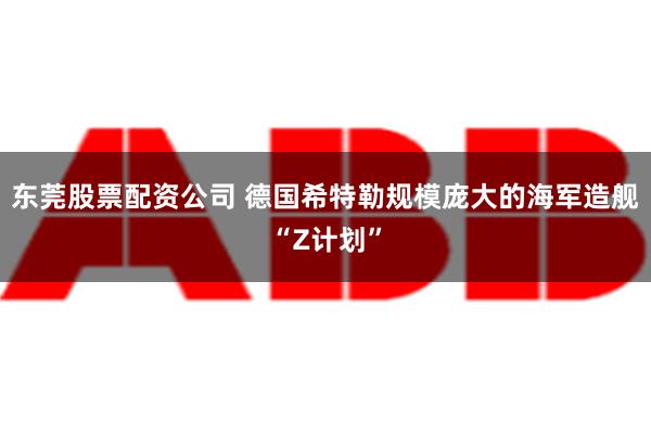 东莞股票配资公司 德国希特勒规模庞大的海军造舰“Z计划”