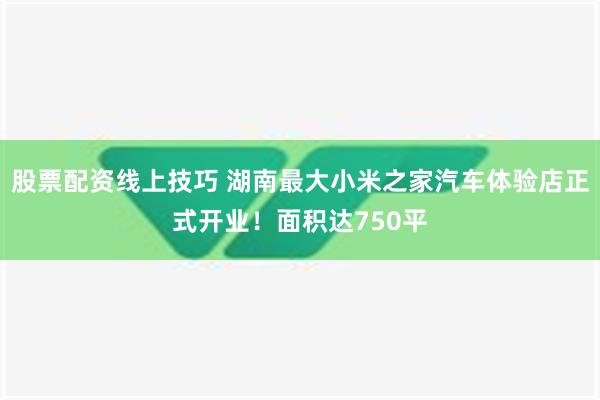 股票配资线上技巧 湖南最大小米之家汽车体验店正式开业！面积达750平